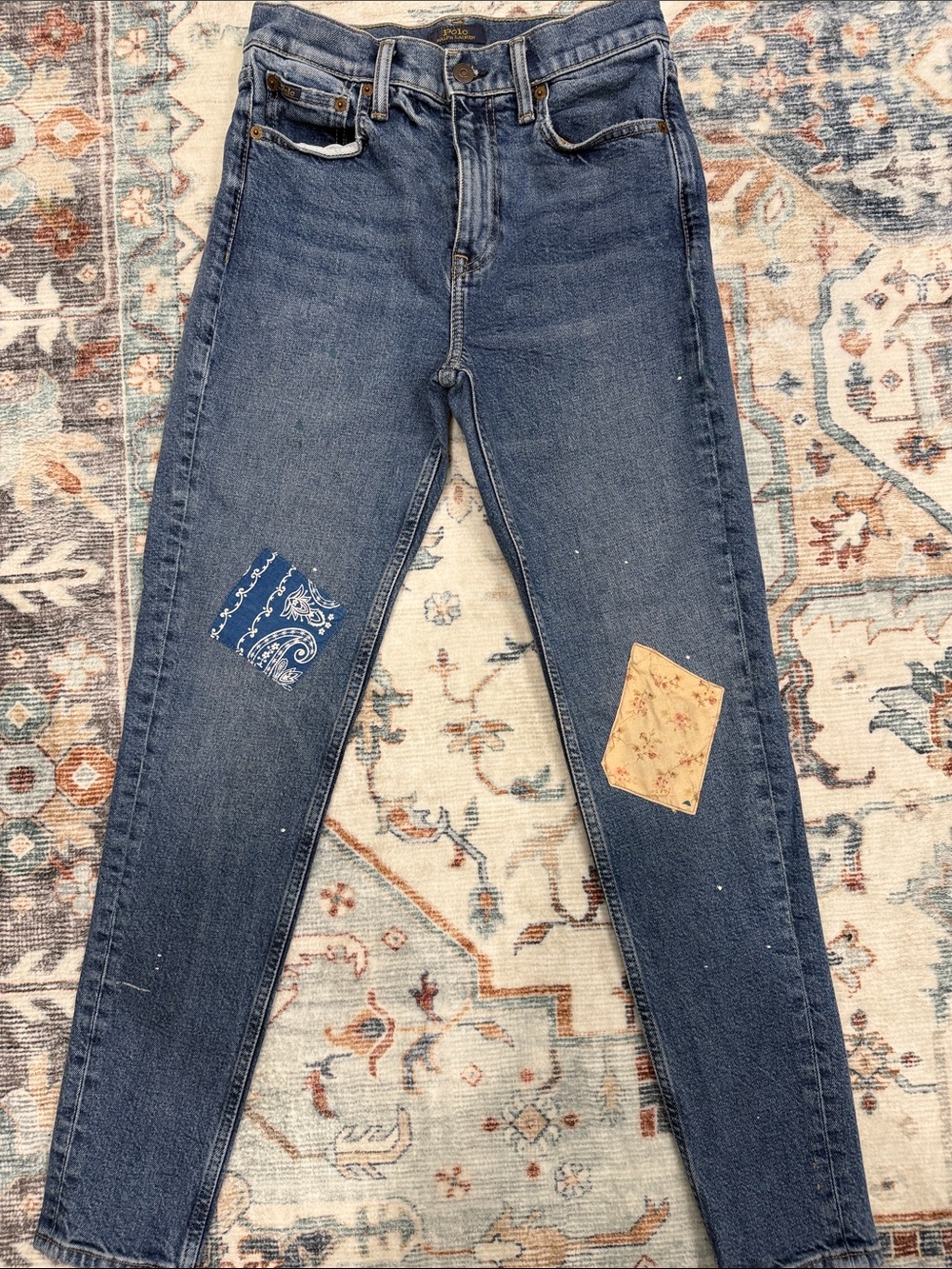Polo by Ralph Lauren Dark Blue Skinny Jeans with Patch Accents